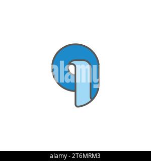 letter iq blue roll paper design logo vector Stock Vector