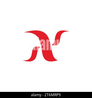 letter n s simple curves red flame simple logo vector Stock Vector