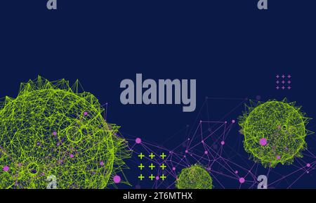 Abstract sphere background with plexus effect. 3D surface. Hand drawn vector. Stock Vector