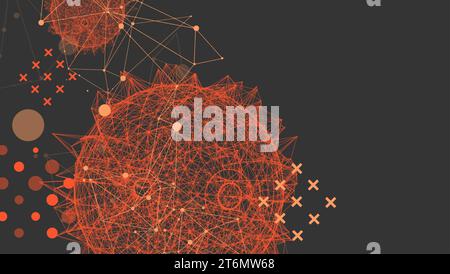 Abstract sphere background with plexus effect. 3D surface. Hand drawn vector. Stock Vector