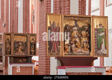 Medieval wooden triptychs at St Mary on the Sand Church on Piasek Island at Old Town in Wrocław, Lower Silesia, Poland Stock Photo