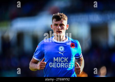 Peterborough, UK. 11th Nov 2023. Harrison Burrows (3 Peterborough United) during the Sky Bet League 1 match between Peterborough and Cambridge United at London Road, Peterborough on Saturday 11th November 2023. (Photo: Kevin Hodgson | MI News) Credit: MI News & Sport /Alamy Live News Stock Photo