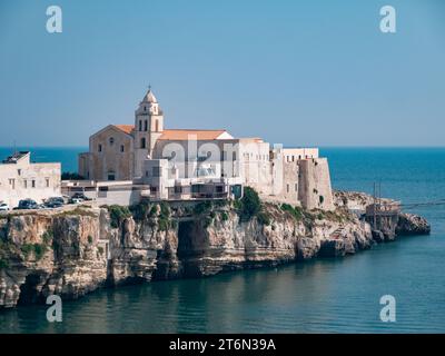 Vieste, Italy - 25 August 2023: panorama  of Vieste promenade Stock Photo