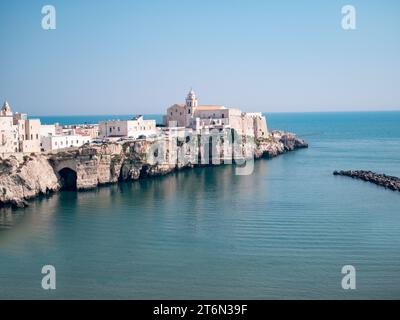 Vieste, Italy - 25 August 2023: panorama  of Vieste promenade Stock Photo