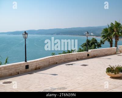 Vieste, Italy - 25 August 2023: panorama  of Vieste promenade Stock Photo