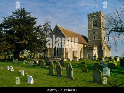 View NE of St Laurence's (St Lawrence's) Church, Longney, Gloucestershire, England, UK: mainly C13th. Site of an C11th church by Saxon thegn Ailsi. Stock Photo