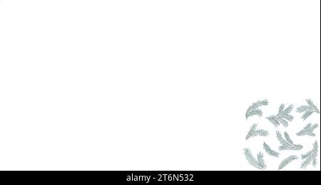 Christmas pine branch, evergreen tree, Christmas tree, holiday decoration. Set of fir branches on a white background. Vector Stock Vector