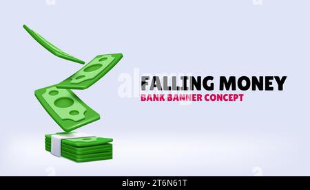 Stack of money Dollar banknotes 3D icon Currency symbol Stock Vector ...