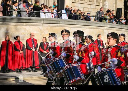 London, UK 11th Nov 2023. Participants as the parade passes St Paul's Cathedral. This year's Lord Mayor's Show brings together 7,000 people, including charities, community groups, the armed forces, 250 horses, and over 150 floats in a three-mile-long parade, including the golden State Coach with new Lord Mayor Michael Mainelli. Credit: Imageplotter/Alamy Live News Stock Photo