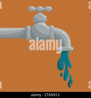 Pipe, water faucet, vector illustration Stock Vector