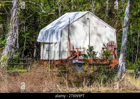 LAKE FAUSSE POINTE STATE PARK, LA, USA - OCTOBER 26, 2023: Tentrr glamping tent at Lake Fausse Pointe State Park Stock Photo