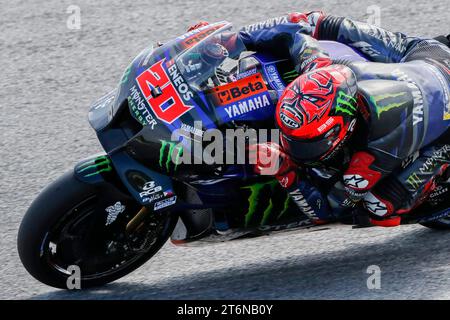 French rider Fabio Quartararo of Monster Energy Yamaha MotoGP in action during the MotoGP qualifying session of the Petronas Grand Prix of Malaysia at Sepang International Circuit in Sepang. (Photo by Wong Fok Loy / SOPA Images/Sipa USA) Stock Photo