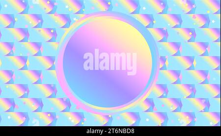Holographic abstract pattern with rainbow circle. Geometric horizontal elegant background. Vector image. Stock Vector