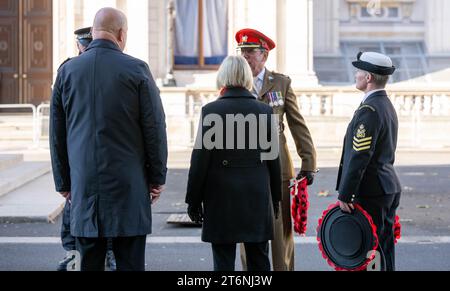 London UK 11th Nov 2023 Armistice day at the Cenotaph Whitehall London UK Amid a high security operation to keep the cenotaph safe.  Credit Ian DavidsonAlamy Live News Stock Photo