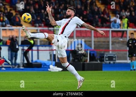 Lecce, Italy, 11th Nov. 2023.Olivier Giroud of AC Milan in action  during the Serie A TIM match between US Lecce and AC Milan at Stadio Ettore Giardiniero - Via del Mare, Lecce, Italy 11 November 2023.  Photo by Nicola Ianuale/ Alamy Live News Stock Photo