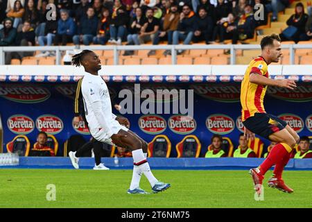 Lecce, Italy, 11th Nov. 2023 Rafael Leao of AC Milan is injured during the Serie A TIM match between US Lecce and AC Milan at Stadio Ettore Giardiniero - Via del Mare, Lecce, Italy, November 11, 2023. Photo by Nicola Ianuale / Alamy Live News Stock Photo