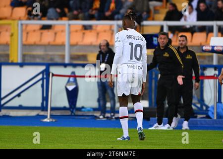 Lecce, Italy, 11th Nov. 2023 Rafael Leao of AC Milan is injured during the Serie A TIM match between US Lecce and AC Milan at Stadio Ettore Giardiniero - Via del Mare, Lecce, Italy, November 11, 2023. Photo by Nicola Ianuale / Alamy Live News Stock Photo