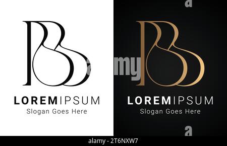luxury Initial BB Monogram Text Letter Logo Design Stock Vector