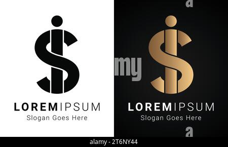 luxury Initial SI or IS Monogram Text Letter Logo Design Stock Vector