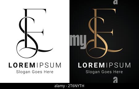 luxury Initial ES or SE Monogram Text Letter Logo Design Stock Vector