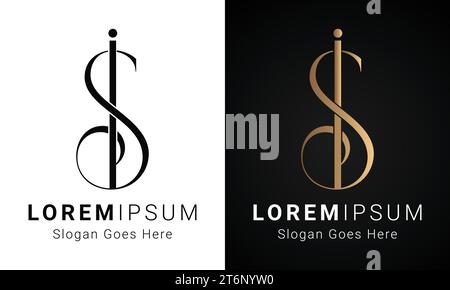 luxury Initial SI or IS Monogram Text Letter Logo Design Stock Vector