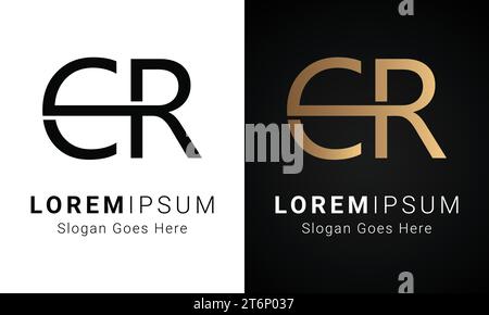 luxury Initial CR or RC Monogram Text Letter Logo Design Stock Vector ...