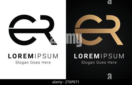 luxury Initial CR or RC Monogram Text Letter Logo Design Stock Vector