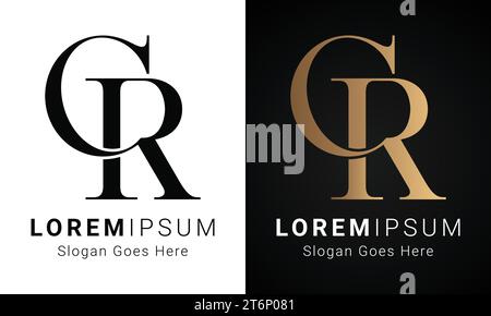 luxury Initial CR or RC Monogram Text Letter Logo Design Stock Vector