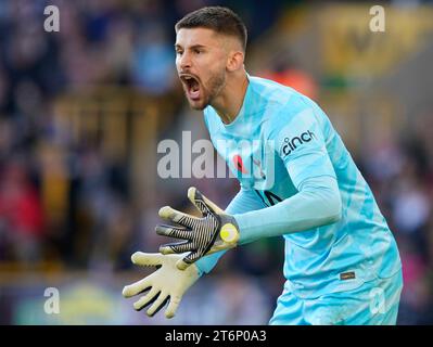 Wolverhampton, England, 11th November 2023. Guglielmo Vicario of Tottenham during the Premier League match at Molineux, Wolverhampton. Picture credit should read: Andrew Yates / Sportimage Stock Photo