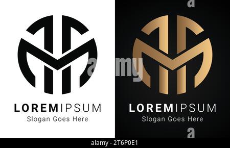 luxury Initial MT or TM Monogram Text Letter Logo Design Stock Vector