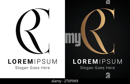 luxury Initial CR or RC Monogram Text Letter Logo Design Stock Vector ...