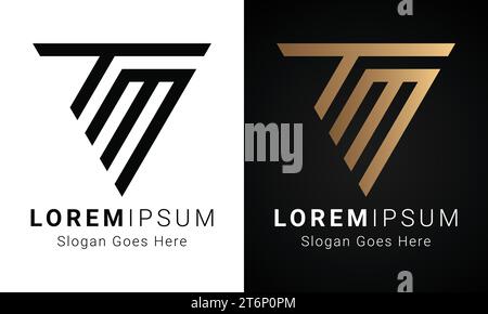 luxury Initial MT or TM Monogram Text Letter Logo Design Stock Vector