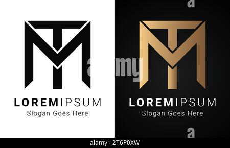 luxury Initial MT or TM Monogram Text Letter Logo Design Stock Vector