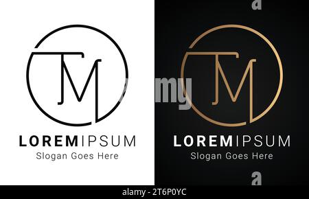 luxury Initial MT or TM Monogram Text Letter Logo Design Stock Vector