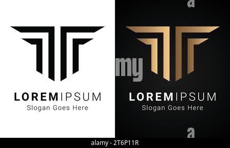 luxury Initial MT or TM Monogram Text Letter Logo Design Stock Vector