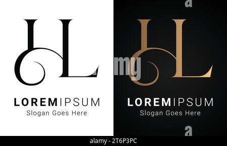 luxury Initial LH or HL Monogram Text Letter Logo Design Stock Vector