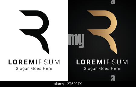 luxury Initial R Monogram Text Letter Logo Design Stock Vector
