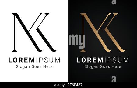 Luxury Initial MK or KM Monogram Text Letter Logo Design Stock Vector