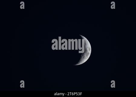 The crescent moon as photographed from Winkler, Manitoba, Canada in October, 2023. Stock Photo