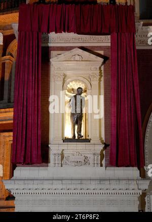 A statue of Prince Philip unveiled by Queen Camilla as she arrived to attend the Royal British Legion Festival of Remembrance at the Royal Albert Hall in London. Picture date: Saturday November 11, 2023. Stock Photo