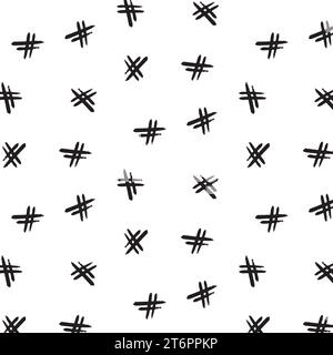 chaotic grunge hashtags pattern, seamless pattern on a transparent background. vector pattern. Stock Vector