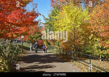 Walking On Goat Island, Niagara Falls, USA In The Autumn Stock Photo