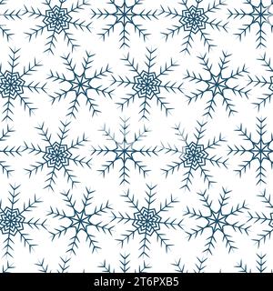 Seamless pattern of figured snowflakes. Design for Christmas or New Year backdrop or wrapping paper. Isolate. EPS. Hello winter. Vector for poster, banner, billboard or label and other different uses Stock Vector