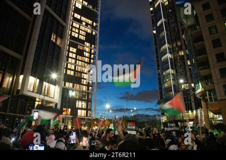 London, UK. 11 Nov 2023. Hundreds of thousands of protesters have come together on Armistice Day to call for an immediate ceasefire in the Middle East, where thousands of innocent civilians including many children have died both in the Hamas attack on Israel and subsequent air strikes by Israel which have devastated large areas of Gaza. Kiki Streitberger/Alamy Live News Stock Photo