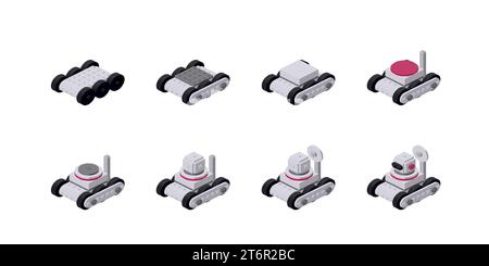 Step-by-step instructions for assembling a robot in isometry. Vector ...