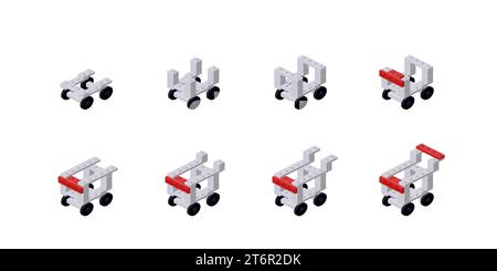 Step-by-step instructions for assembling a shopping cart. Vector Stock Vector