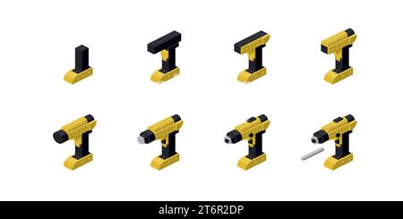 Step-by-step instructions for assembling the drill. Vector Stock Vector