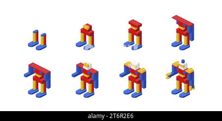 Step-by-step instructions for assembling a yellow robot. Vector Stock ...