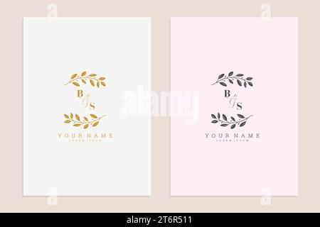 BS initials wedding modern floral handrawn ornament vector premium design Stock Vector