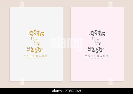 UV initial wedding floral simple modern vector graphic template Stock Vector